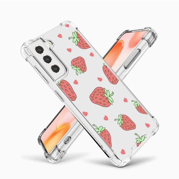 Samsung Galaxy S21 FE Crystal Clear Strawberry Case - Picture 1 of 3